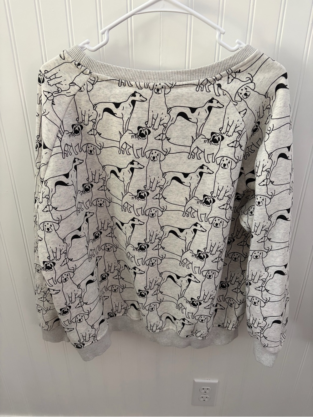 Women’s Grey Dog Print Sweatshirt Sweater - Picture 2 of 3